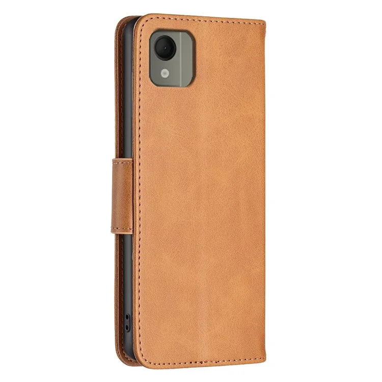 Pour Nokia C110 Coque de téléphone portable antichoc, support, étui en cuir PU de couleur unie texturé - Jaune