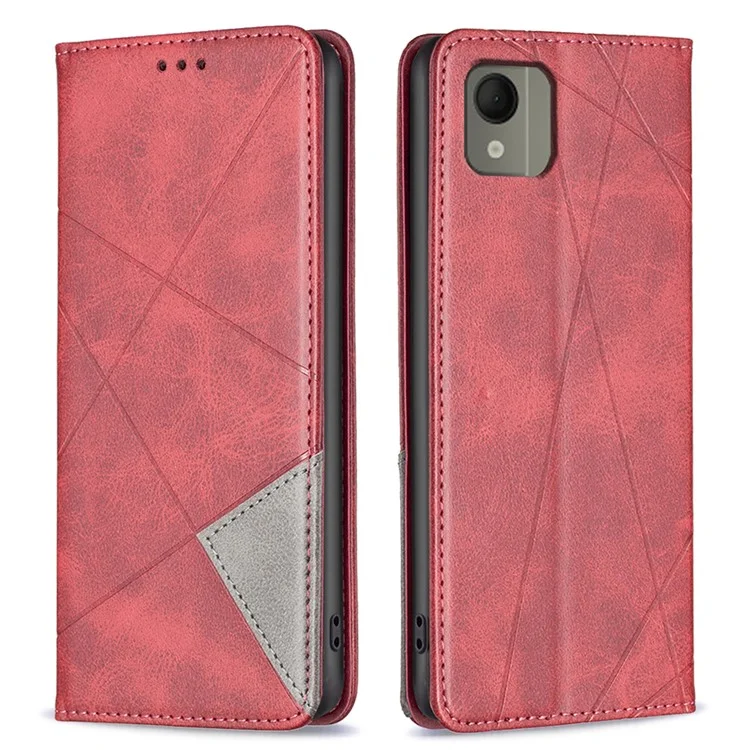 Funda de Carcasa de Tarjetas para Nokia C110 Cubierta de Teléfono de Cuero con Soporte Estilo Estampado a Prueba de Golpes - Rojo