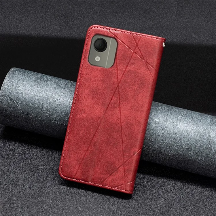Funda de Carcasa de Tarjetas para Nokia C110 Cubierta de Teléfono de Cuero con Soporte Estilo Estampado a Prueba de Golpes - Rojo