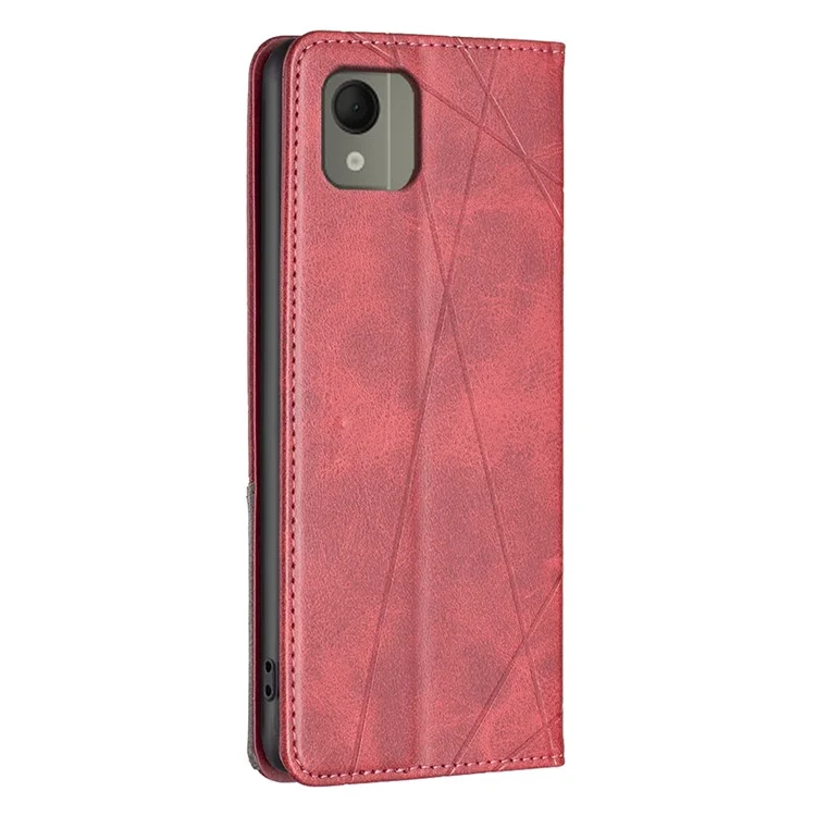 Funda de Carcasa de Tarjetas para Nokia C110 Cubierta de Teléfono de Cuero con Soporte Estilo Estampado a Prueba de Golpes - Rojo