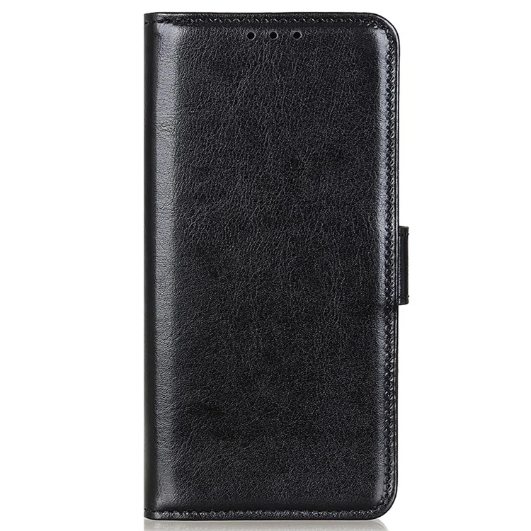 Für Samsung Galaxy S23 FE Anti-Kratzer Crazy Horse Textur Flip Wallet Case Stand PU Leder Handyhülle - Schwarz