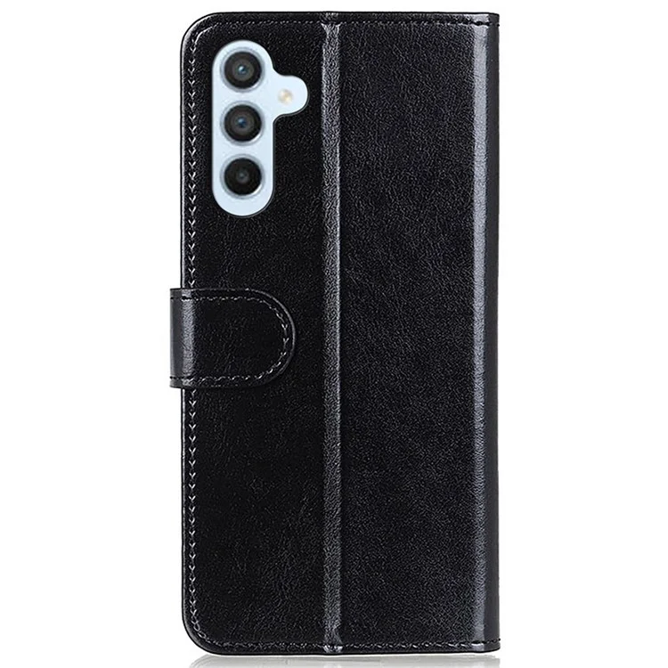 Für Samsung Galaxy S23 FE Anti-Kratzer Crazy Horse Textur Flip Wallet Case Stand PU Leder Handyhülle - Schwarz