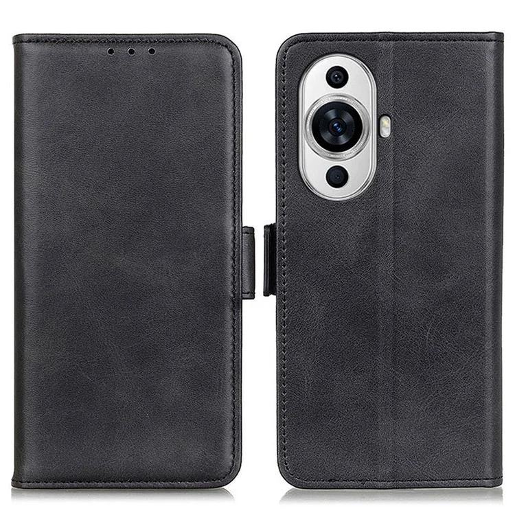 For Huawei nova 11 Pro / nova 11 Ultra Wallet Case Cowhide Texture PU Leather Phone Stand Cover - Black