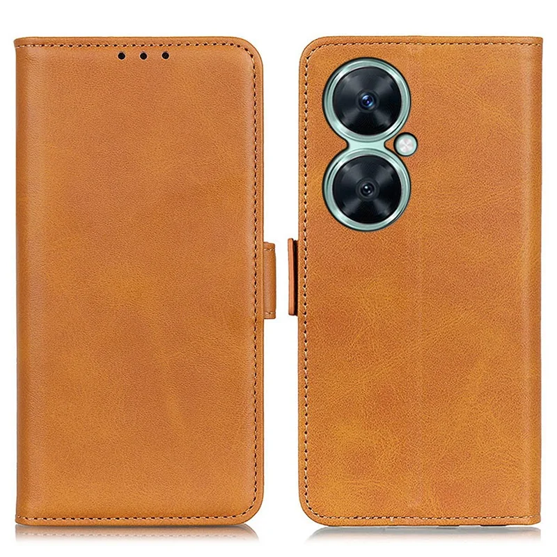 For Huawei nova 11i / Enjoy 60 Pro / Maimang 20 Cowhide Texture Phone Case PU Leather Wallet Stand Cover - Yellow