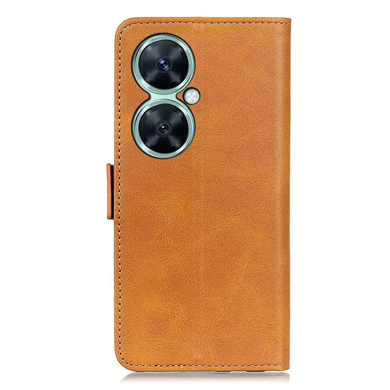 For Huawei nova 11i / Enjoy 60 Pro / Maimang 20 Cowhide Texture Phone Case PU Leather Wallet Stand Cover - Yellow