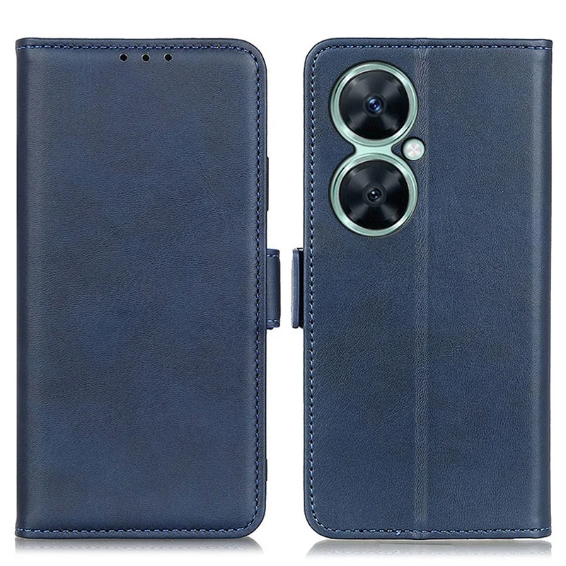 Für Huawei nova 11i / Enjoy 60 Pro / Maimang 20 Rindsleder-Textur Handyhülle Leder Brieftasche Stand Cover - Blau