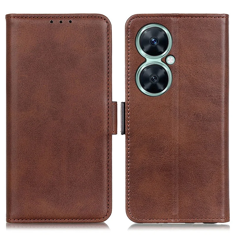 For Huawei nova 11i / Enjoy 60 Pro / Maimang 20 Cowhide Texture Phone Case PU Leather Wallet Stand Cover - Brown