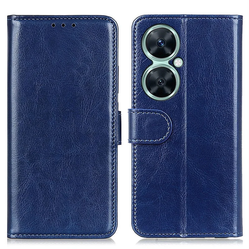 For Huawei nova 11i / Enjoy 60 Pro / Maimang 20 Phone Leather Case Stand Wallet Crazy Horse Texture Cover - Blue