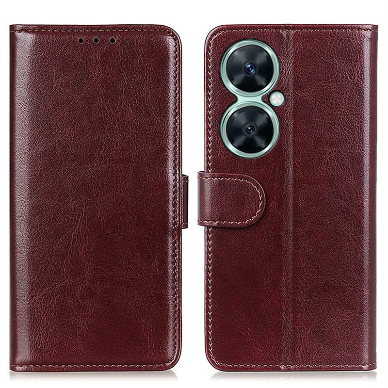 For Huawei nova 11i / Enjoy 60 Pro / Maimang 20 Phone Leather Case Stand Wallet Crazy Horse Texture Cover - Brown