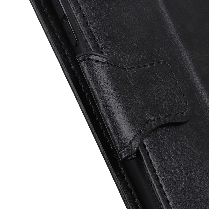 For Samsung Galaxy S23 FE Leather Wallet Case Crazy Horse Texture Stand Folio Cell Phone Cover - Black