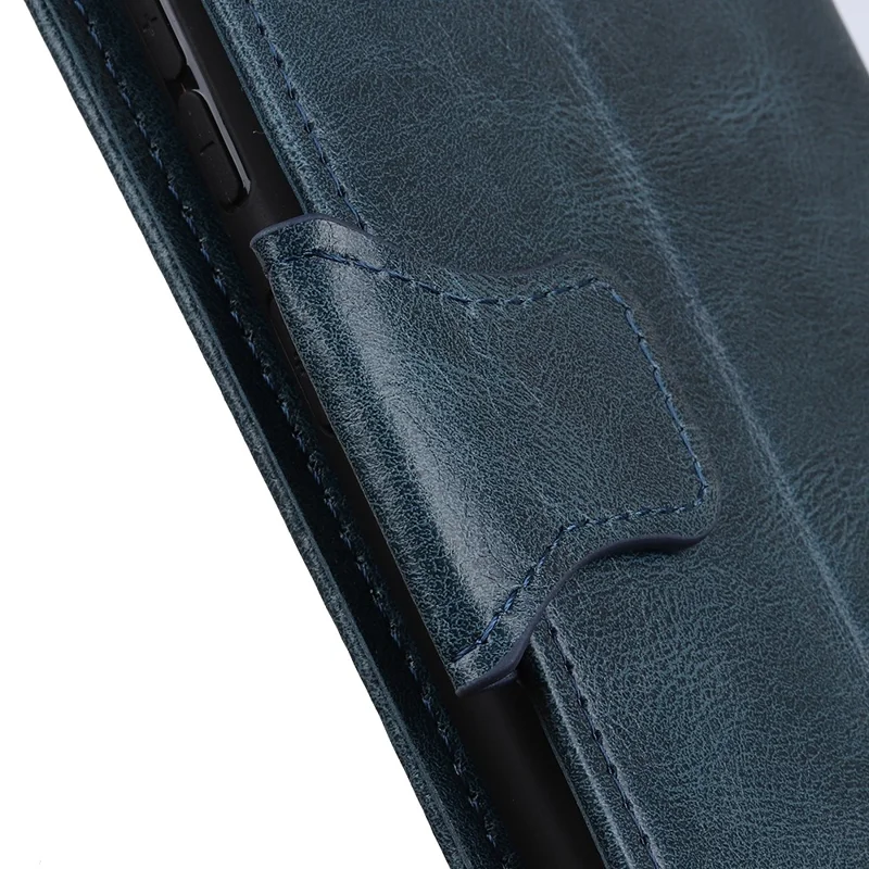 For Samsung Galaxy S23 FE Leather Wallet Case Crazy Horse Texture Stand Folio Cell Phone Cover - Blue