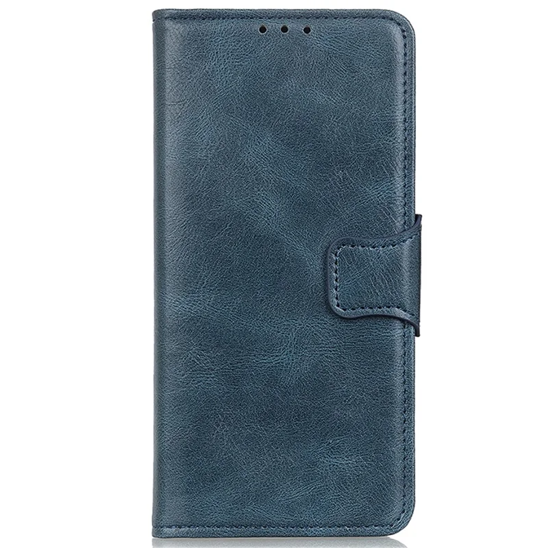 For Samsung Galaxy S23 FE Leather Wallet Case Crazy Horse Texture Stand Folio Cell Phone Cover - Blue
