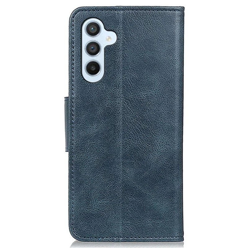 For Samsung Galaxy S23 FE Leather Wallet Case Crazy Horse Texture Stand Folio Cell Phone Cover - Blue