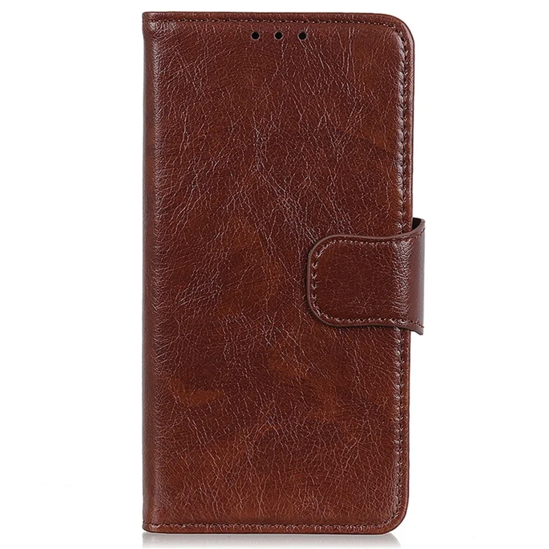 For Samsung Galaxy S23 FE Nappa Texture Split Leather Wallet Case Anti-drop Phone Cover with Stand - Brown