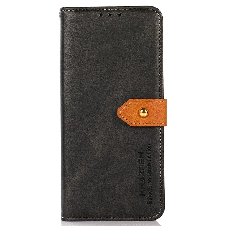KHAZNEH Per Samsung Galaxy S23 FE Stand Phone Cover Texture in Pelle di Mucca Portafoglio Custodia in Pelle PU - Nero
