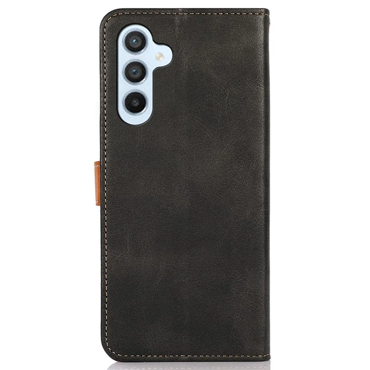 KHAZNEH Per Samsung Galaxy S23 FE Stand Phone Cover Texture in Pelle di Mucca Portafoglio Custodia in Pelle PU - Nero