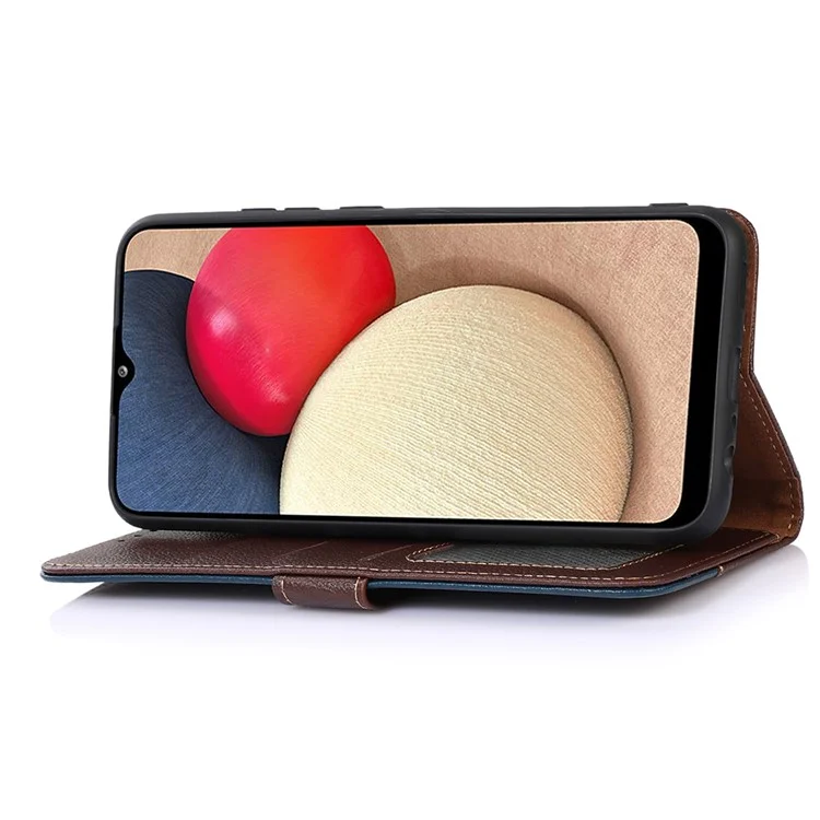 KHAZNEH For Samsung Galaxy S23 FE PU Leather Case Litchi Texture Wallet RFID Blocking Stand Phone Cover - Brown