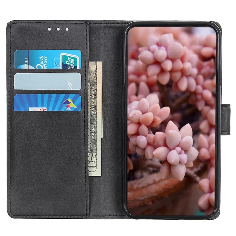 Per Samsung Galaxy S23 FE Custodia in pelle PU Texture in pelle bovina Stand Portafoglio Flip Cover - Nero