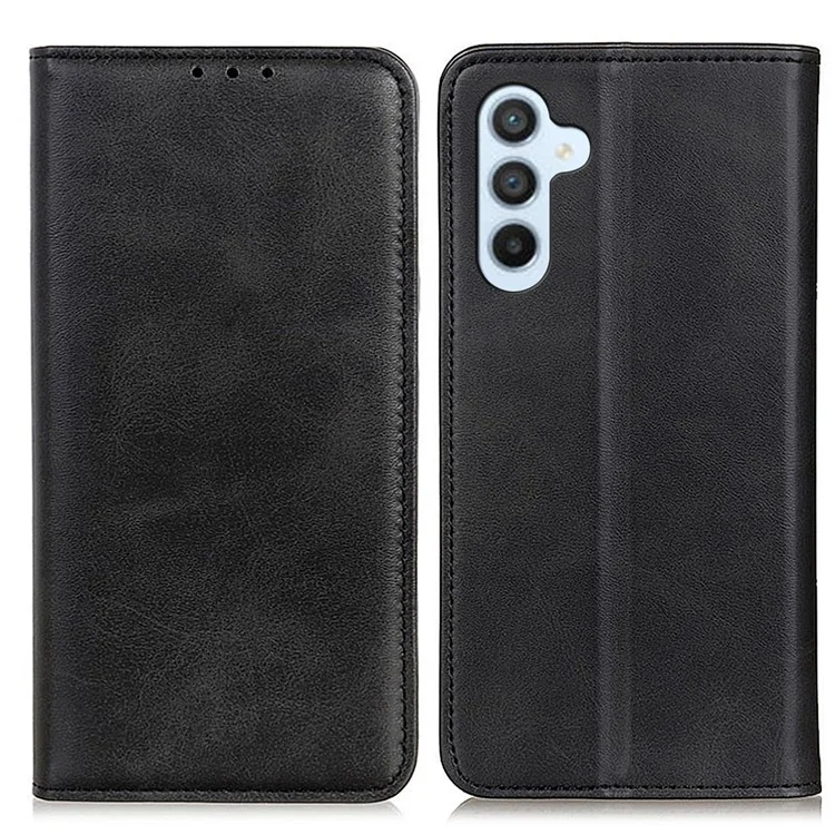 Capa de couro dividido para Samsung Galaxy S23 FE Stand Wallet Magnetic Flip Phone Cover - Preto