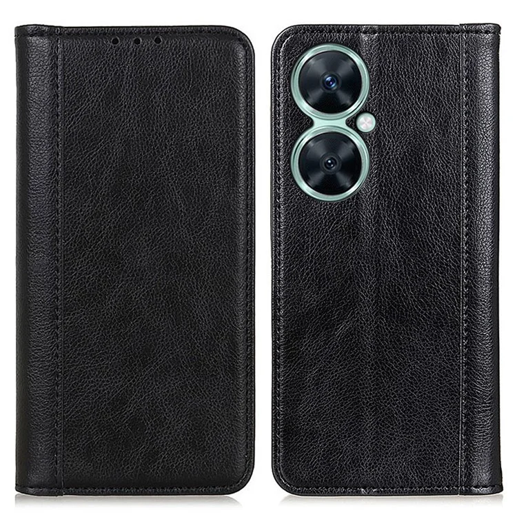 For Huawei nova 11i / Enjoy 60 Pro / Maimang 20 Wallet Stand Phone Case Litchi Texture Split Leather Cover - Black