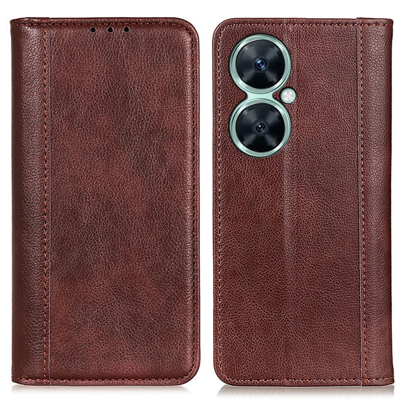 For Huawei nova 11i / Enjoy 60 Pro / Maimang 20 Wallet Stand Phone Case Litchi Texture Split Leather Cover - Brown