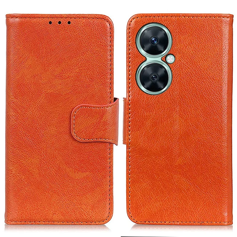 For Huawei nova 11i / Enjoy 60 Pro / Maimang 20 Wallet Phone Case Nappa Texture Stand Split Leather Cover - Orange