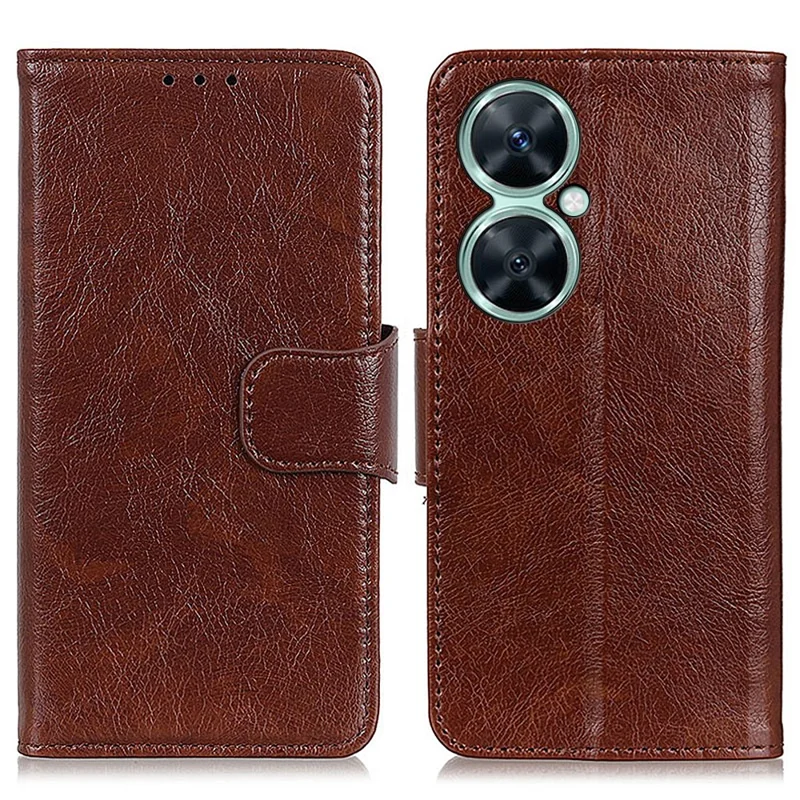 For Huawei nova 11i / Enjoy 60 Pro / Maimang 20 Wallet Phone Case Nappa Texture Stand Split Leather Cover - Brown