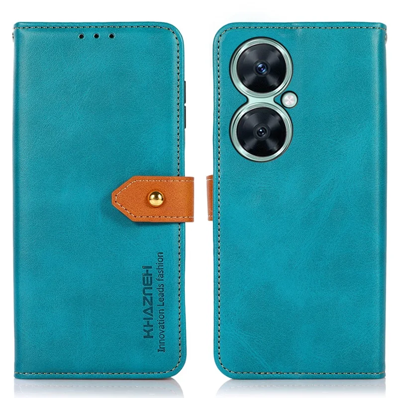 KHAZNEH pour Huawei nova 11i / Enjoy 60 Pro / Maimang 20 Cowhide Texture Leather Case Wallet Stand Phone Cover - Bleu