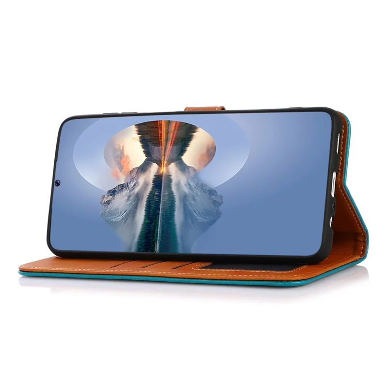 KHAZNEH pour Huawei nova 11i / Enjoy 60 Pro / Maimang 20 Cowhide Texture Leather Case Wallet Stand Phone Cover - Bleu