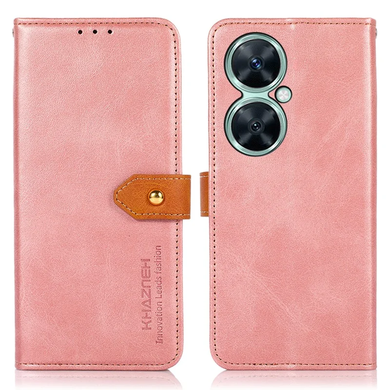 KHAZNEH Für Huawei nova 11i / Enjoy 60 Pro / Maimang 20 Leder mit Rindsleder-Textur Brieftasche Ständer Handyhülle - Roségold