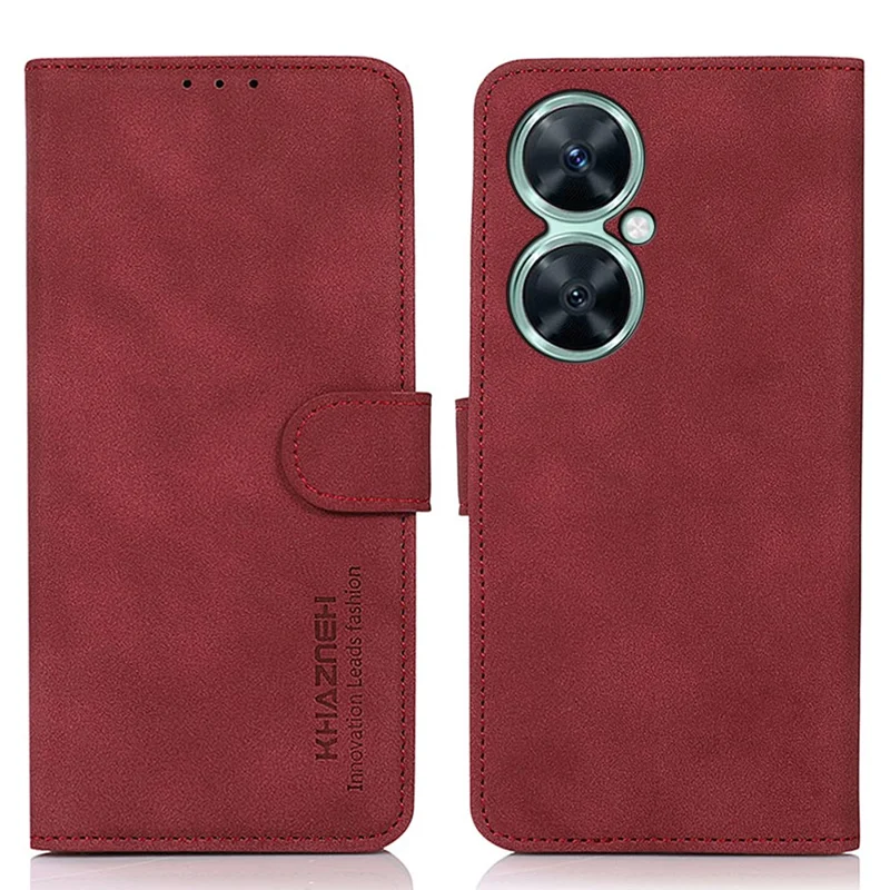 KHAZNEH For Huawei nova 11i / Enjoy 60 Pro / Maimang 20 Wallet Stand Phone Case Textured Leather Cover - Red