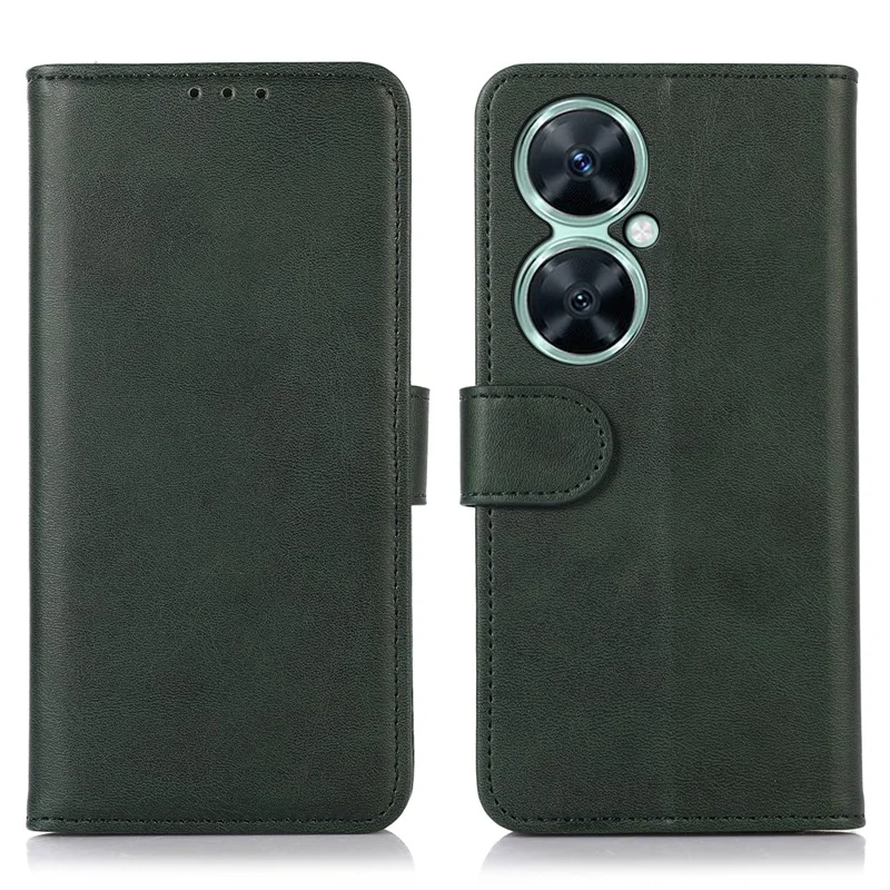 For Huawei nova 11i / Enjoy 60 Pro / Maimang 20 PU Leather Wallet Case Stand Cowhide Texture Phone Cover - Green