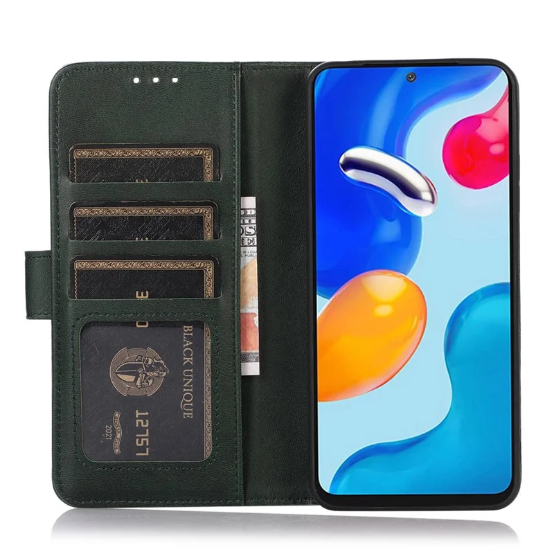 For Huawei nova 11i / Enjoy 60 Pro / Maimang 20 PU Leather Wallet Case Stand Cowhide Texture Phone Cover - Green