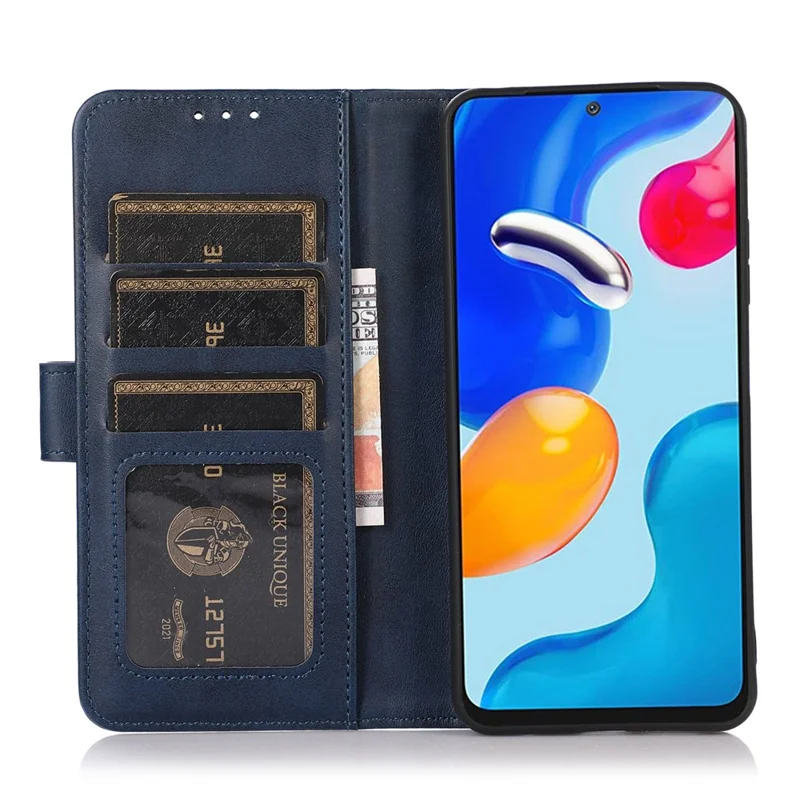 Für Huawei nova 11i / Enjoy 60 Pro / Maimang 20 PU-Leder-Geldbörsen-Hülle mit Ständer, Kuhledertextur, Handyhülle - Blau