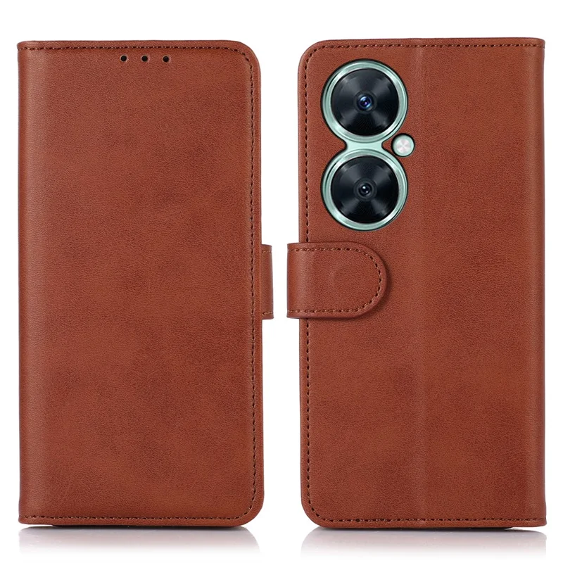 For Huawei nova 11i / Enjoy 60 Pro / Maimang 20 PU Leather Wallet Case Stand Cowhide Texture Phone Cover - Brown