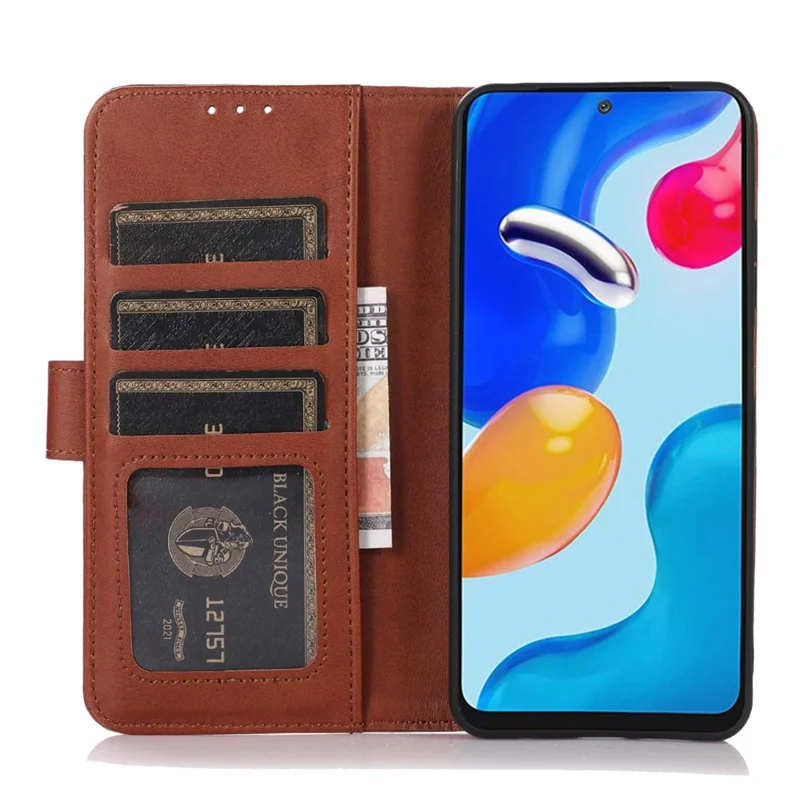 For Huawei nova 11i / Enjoy 60 Pro / Maimang 20 PU Leather Wallet Case Stand Cowhide Texture Phone Cover - Brown