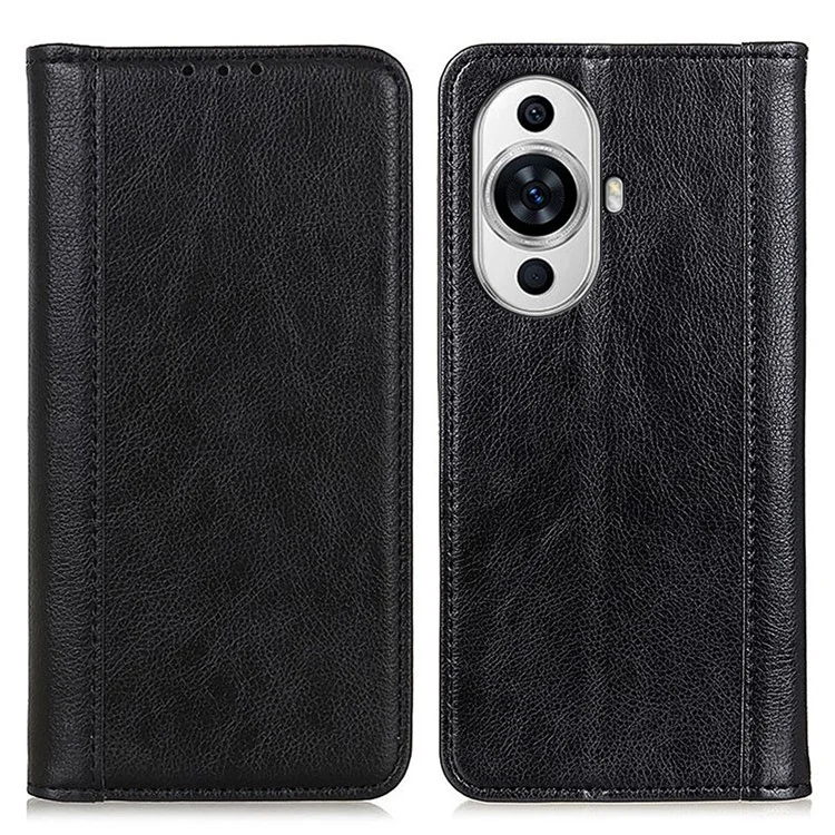 For Huawei nova 11 Pro / nova 11 Ultra Split Leather Wallet Phone Cover Litchi Texture Stand Case - Black