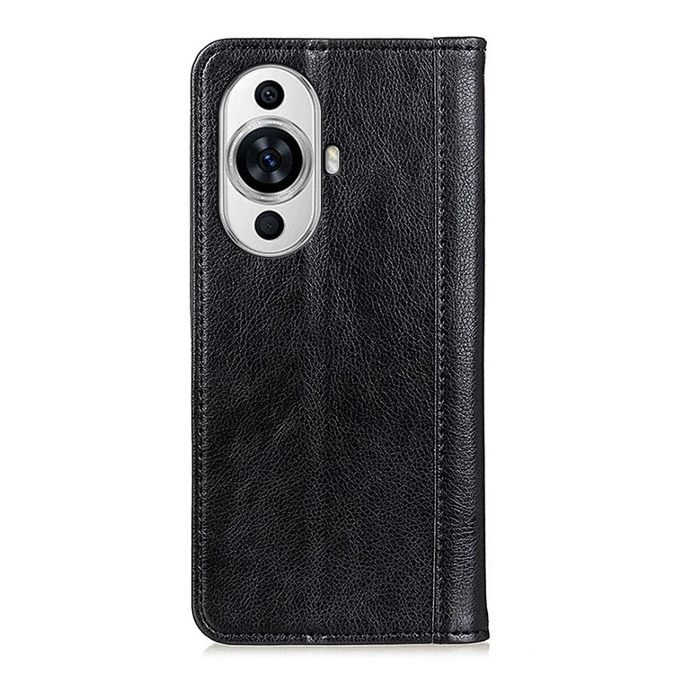 For Huawei nova 11 Pro / nova 11 Ultra Split Leather Wallet Phone Cover Litchi Texture Stand Case - Black