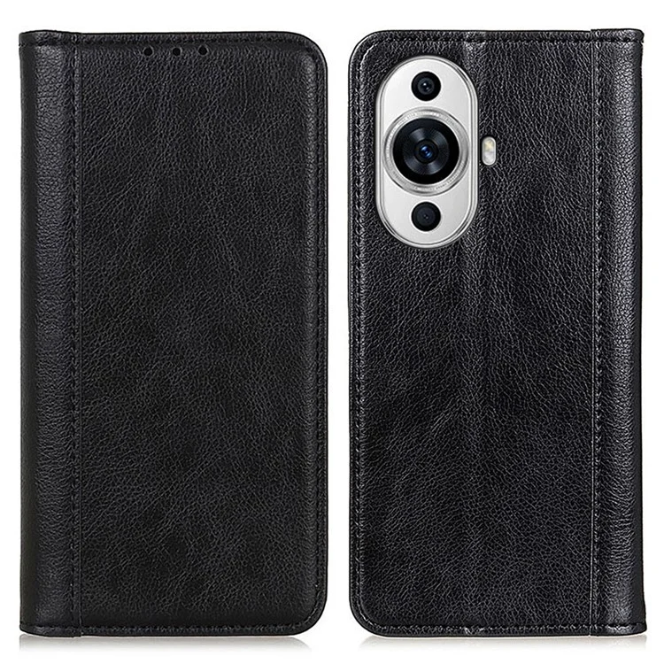 Para Huawei nova 11 / nova 12s 4G / nova 12 Lite 4G Carteira de Telefone Caso Textura de Litchi Split Leather Cover com Suporte - Preto
