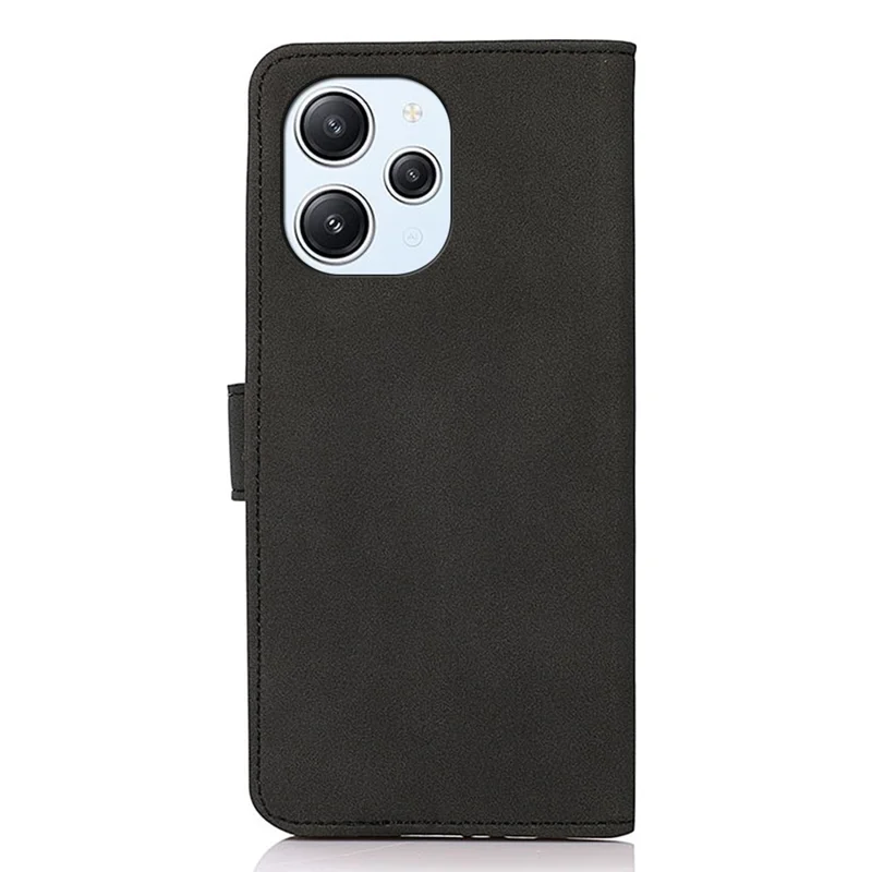 KHAZNEH para Xiaomi Redmi 12 4G Capa de Telefone à Prova de Choque Texturizada de Couro PU com Suporte - Preta