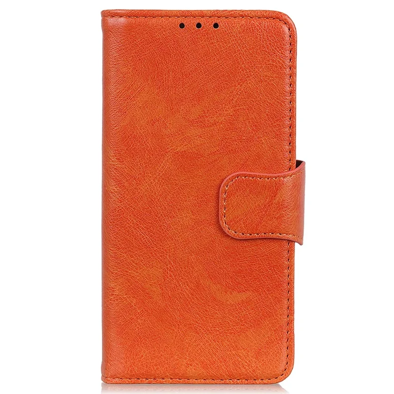 Para Xiaomi Redmi 12 4G Nappa Texture Phone Case Split Leather Wallet Stand Anti-fall Cover - Orange