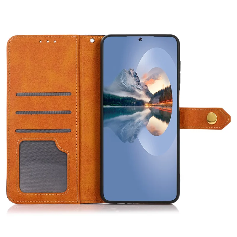 KHAZNEH لجهاز Xiaomi Redmi 12 4G غطاء جلد PU بنسيج جلد البقر نمط المحفظة مع حامل مضاد للسقوط - أسود