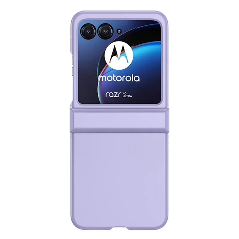 For Motorola Razr 40 Ultra 5G Phone Case Hinge Design PC Cover with Tempered Glass Rear Screen Protector - Purple
