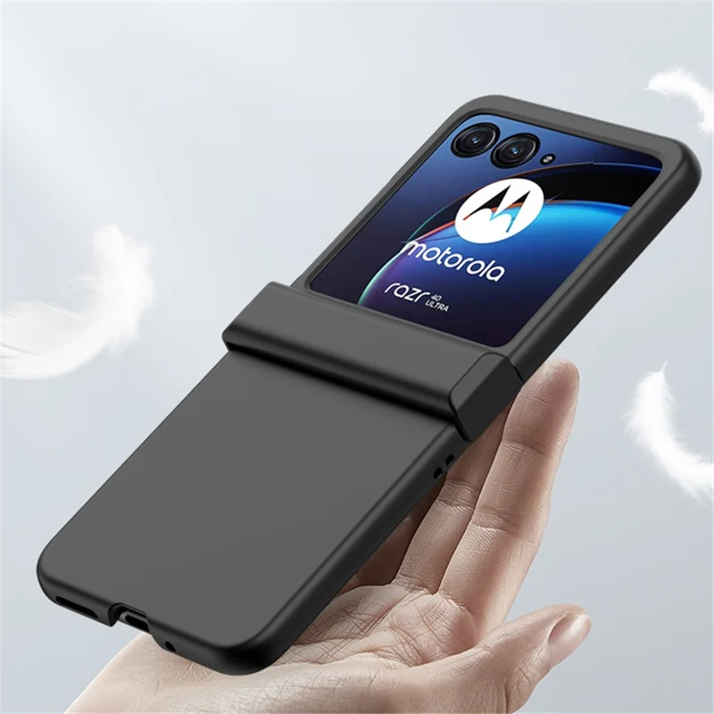 For Motorola Razr 40 Ultra 5G Phone Case Hinge Design PC Cover with Tempered Glass Rear Screen Protector - Purple