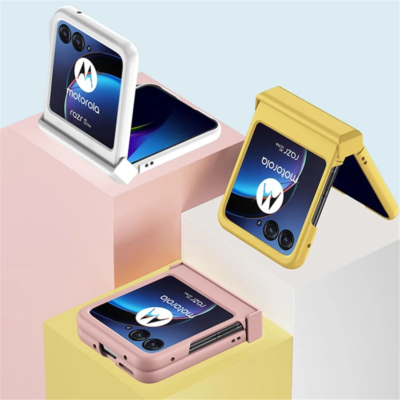 For Motorola Razr 40 Ultra 5G Phone Case Hinge Design PC Cover with Tempered Glass Rear Screen Protector - Purple