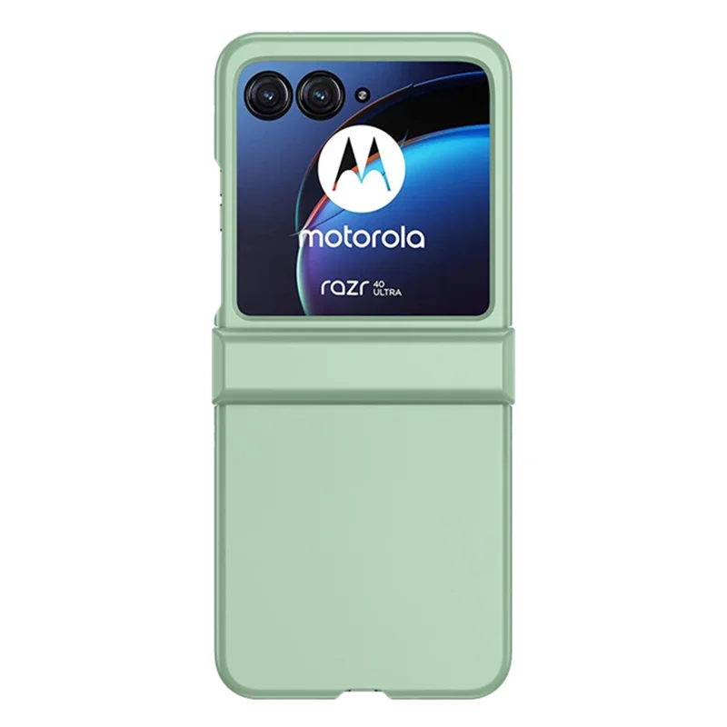 For Motorola Razr 40 Ultra 5G Phone Case Hinge Design PC Cover with Tempered Glass Rear Screen Protector - Light Green