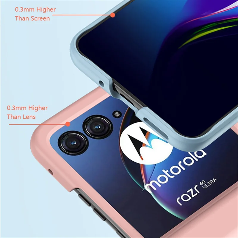 For Motorola Razr 40 Ultra 5G Phone Case Hinge Design PC Cover with Tempered Glass Rear Screen Protector - Light Green