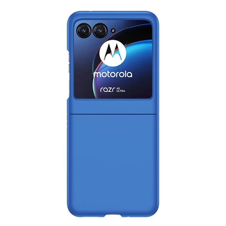 For Motorola Razr 40 Ultra 5G Phone Case Skin-touch PC Cover with Tempered Glass Rear Screen Protector - Dark Blue