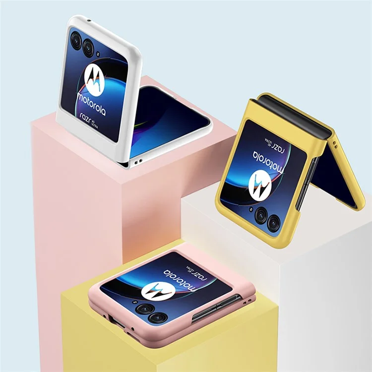 For Motorola Razr 40 Ultra 5G Phone Case Skin-touch PC Cover with Tempered Glass Rear Screen Protector - Dark Blue