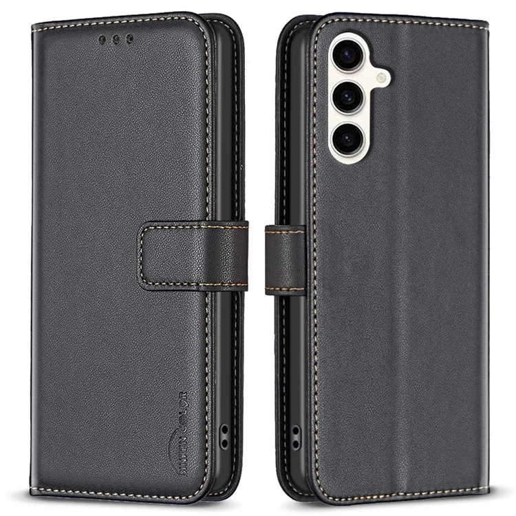 BINFEN COLOR BF17 für Samsung Galaxy S23 FE Handyhülle Drop-proof PU-Leder Ständer Geldbörse - Schwarz